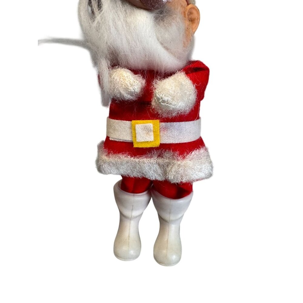 MCM Santa Claus Ornament Rubber Face Felt Spun Cotton Beard White Boots 7 Inch - Picture 4 of 15